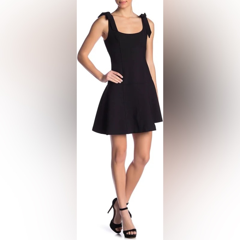 Cinq à Sept Jeanette Tied Asymmetrical Mini Dress Black Size 2 - Picture 3 of 7